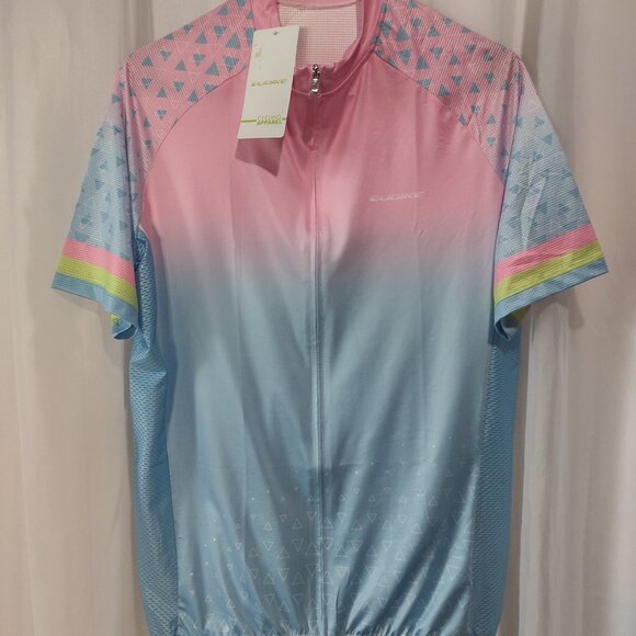 womens Oudike blue and pink 100% polyester cycling jersey. size xxxl - Picture 10 of 11